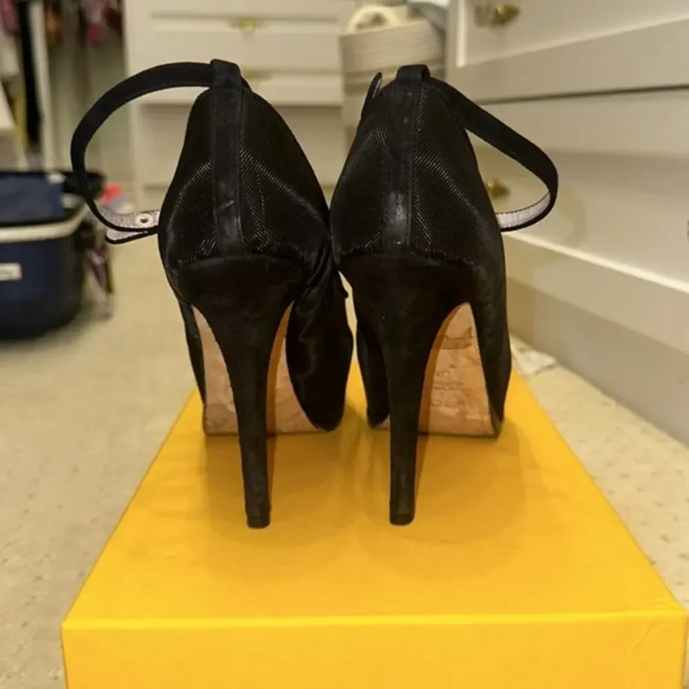 Fendi -  Mesh & Suede Decollete Platform Heel - Picture 5 of 10